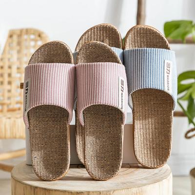 Chinelos Simples para Casa Antiderrapantes Materiais Naturais Confortáveis Respiráveis Verão Família Chinelos Pantoufles Pour Dames Chinelos de Linho de Banheiro