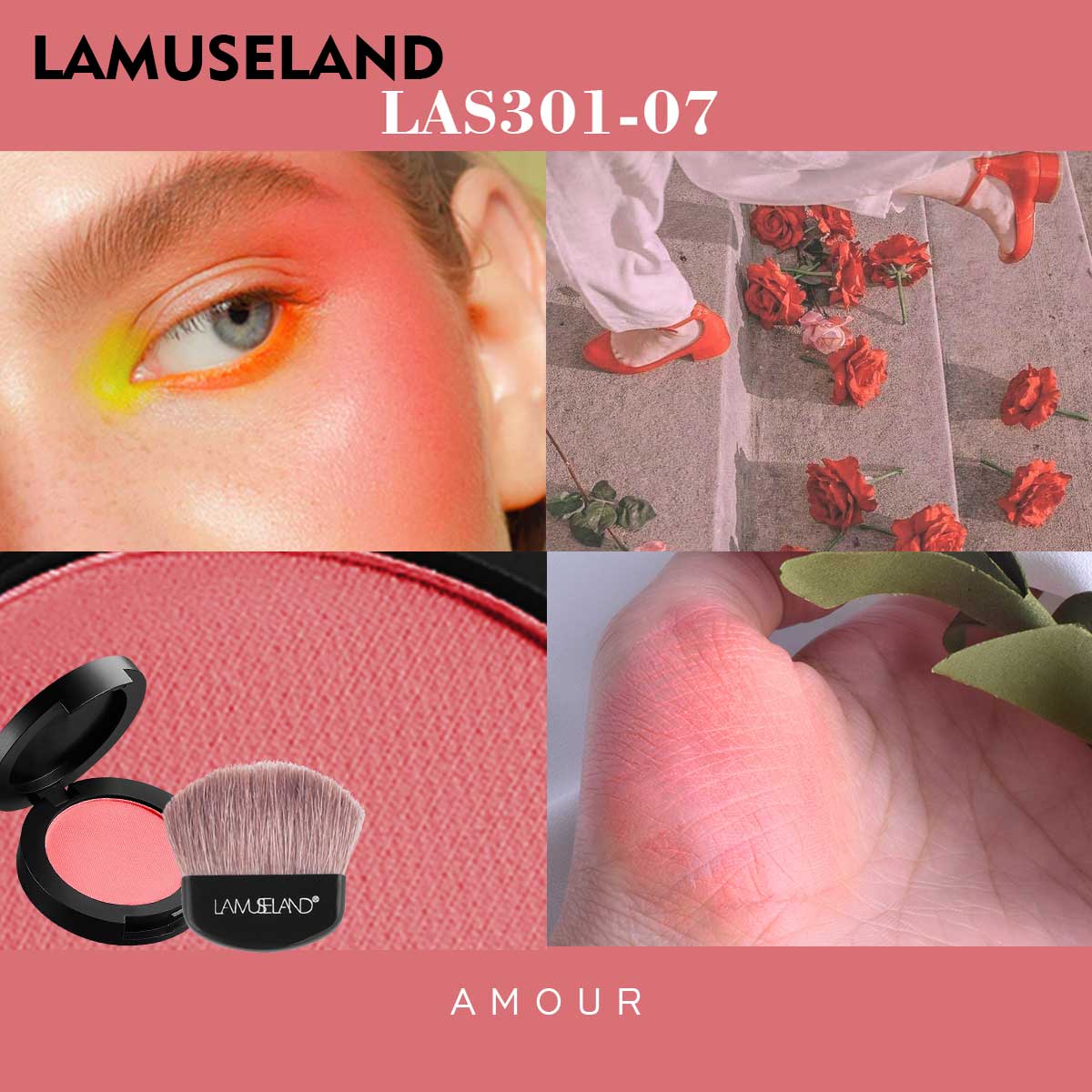 

LAMUSELAND Face Set Бархатные румяна с кистью для румян #LAS301
