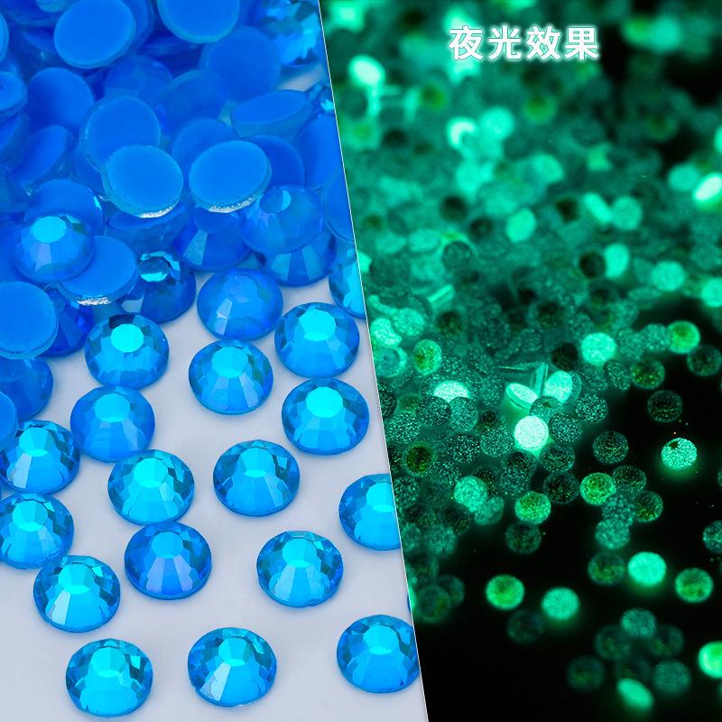 Glass Flat Bottom Luminous Diamond Diy Nail Drill Nail Decoration Fluorescent Drill Mobile Phone Case Decorative Rhinestone
