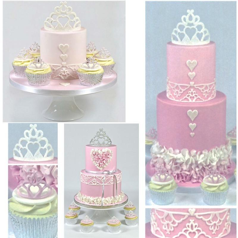 2pcs Crown Fondant Cake Printing Die Biscuit Baking Die  Molds Silicone