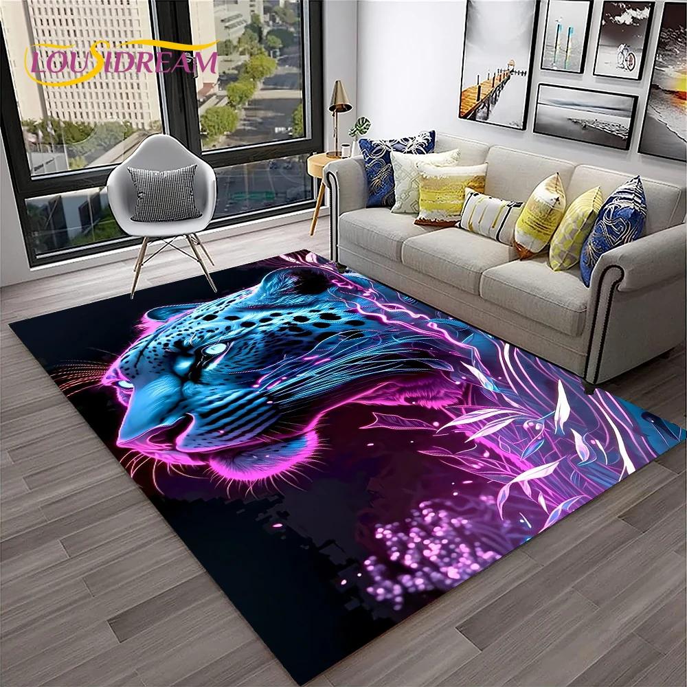 Leopard Cheetah Animals Cartoon Carpet Rug for Home Living Room Bedroom Sofa Doormat Decor,Kid Play Area Rug Non-slip Floor Mat
