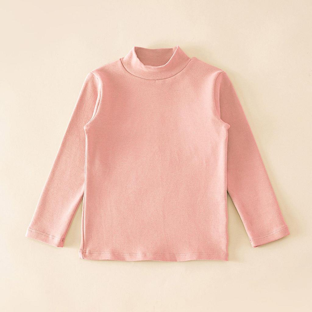 2024 Kids' Warm Long-Sleeve Mid-Collar Cotton T-Shirt for Autumn & Winter
