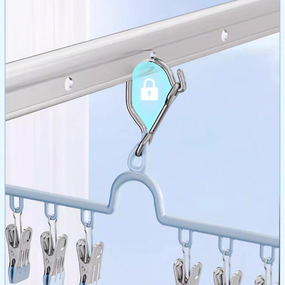 Household Windproof Drying Rack Folding Laundry Hanger Stainless Steel Clothespin  Balcony