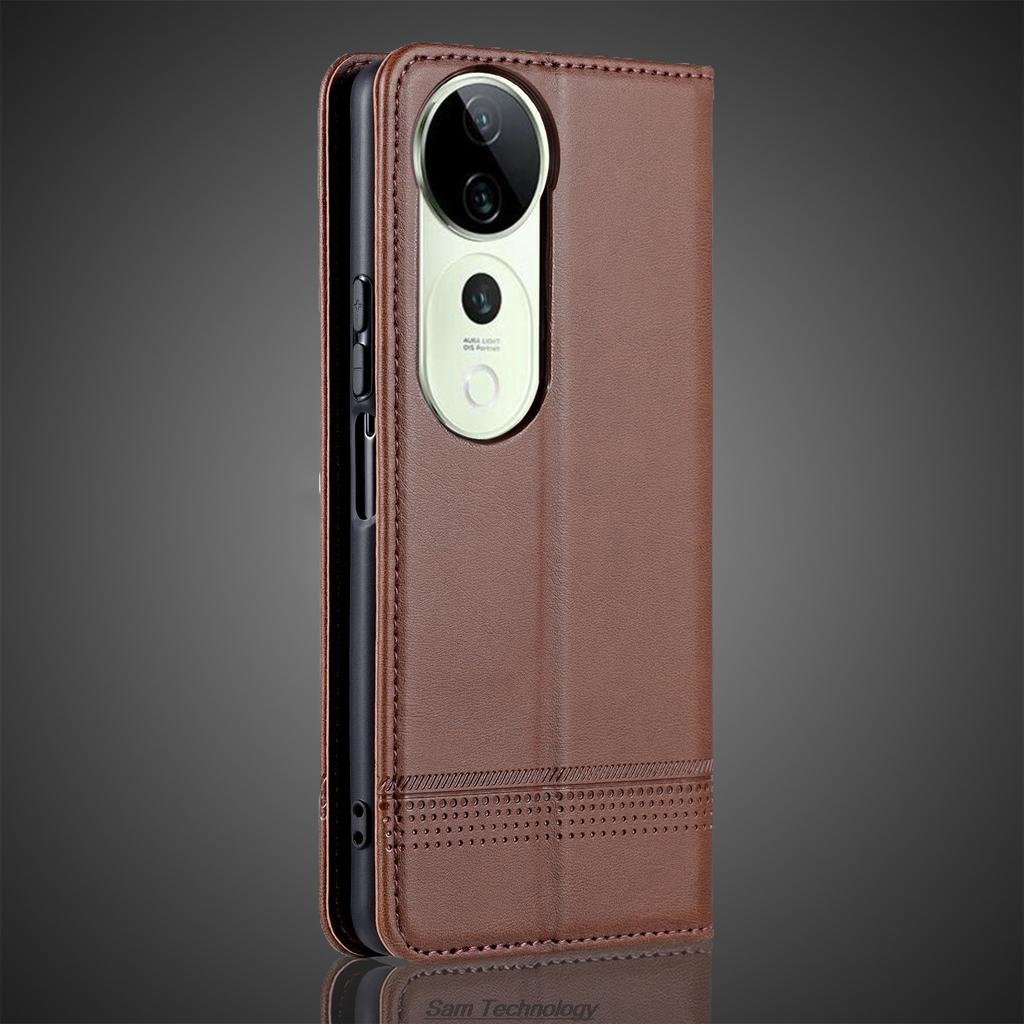 Deluxe Magnetic Adsorption Leather Fitted Case for Vivo V40 5G Flip Cover Protective Case Capa Fundas Coque