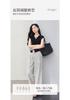 High waisted striped straight leg wide leg pants with crotch covering