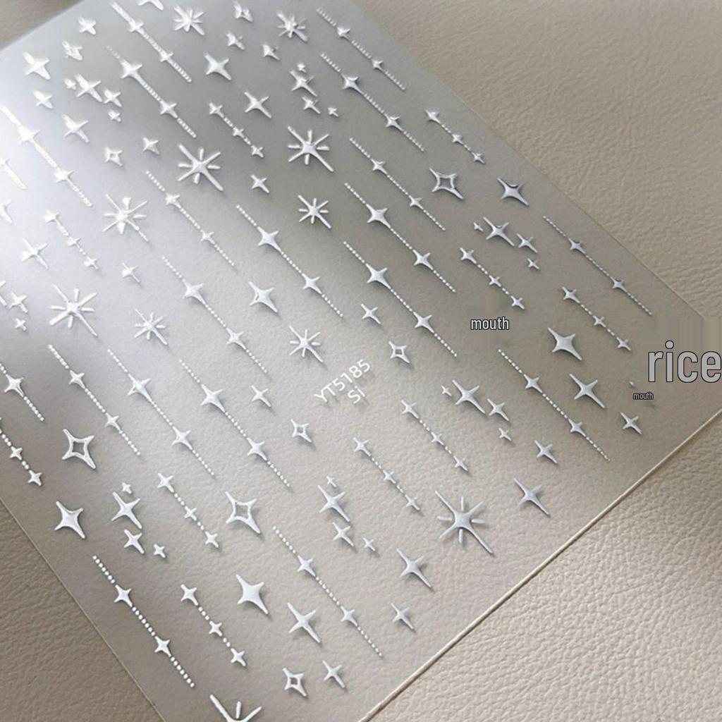 3D Starburst & Moon Embossed Nail Art Stickers - Fairy Stars, French Style
