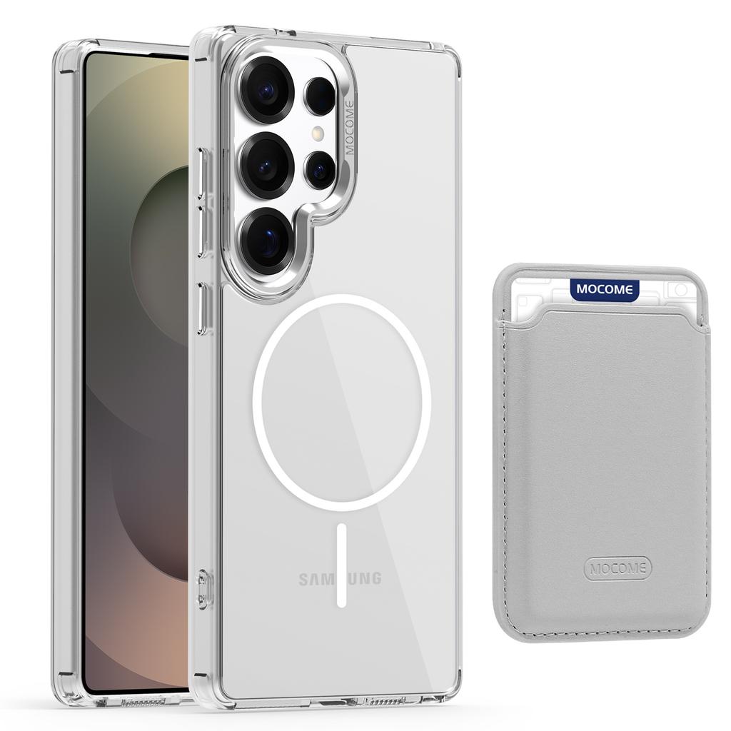 For Samsung Galaxy S25 Ultra Magnetic Case TPU + PC Phone Cover with Card Bag