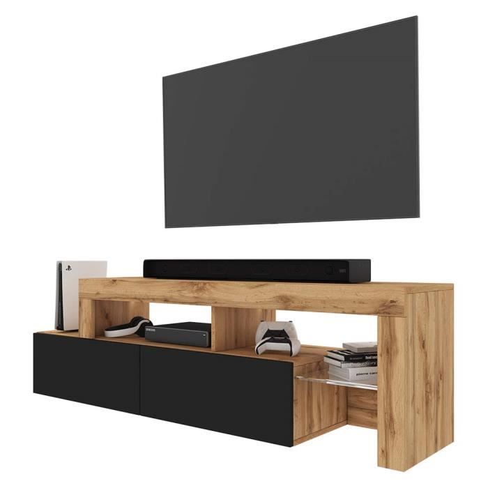 Mobile TV - SELSEY - Asten - Rovere Wotan - Nero - LED integrato