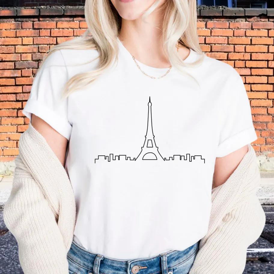 Eiffel Tower T-Shirt: Paris Line Art City Tee, France Travel Shirts Fashion Top Tee Gift for Men Women Shirts