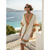 2026 summer European and American new loose printing V-neck women's casual vacation dress