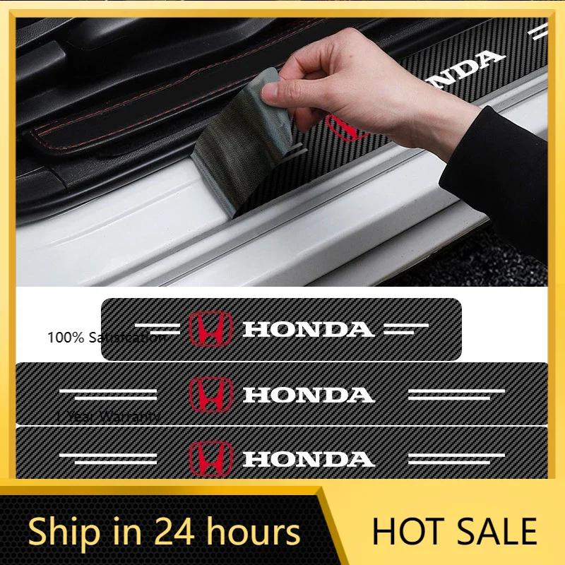 For Honda 4PCS Carbon Fiber Car Sticker Auto Door Threshold Waterproof stickers For Honda Civci CRV Accord Mugen Prelude FIT Cit