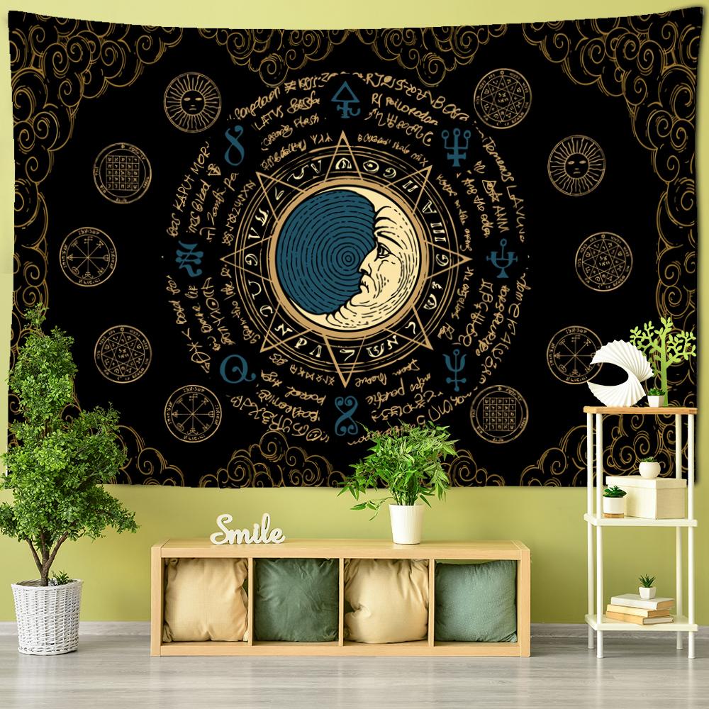 Crow Pattern Tarot Card Tapestry Wall Hanging Tapiz Hippie Witchcraft Mystery Constellation Art Dormitory Home Decor