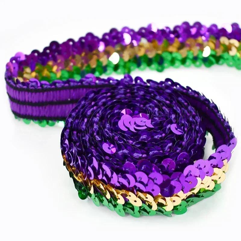 2/5/10Meters Meetee 30mm Sequin Lace Ribbon Stretch Fabric Laces Trim for Clothes Elastic Band DIY Sewing Decoration Accessories