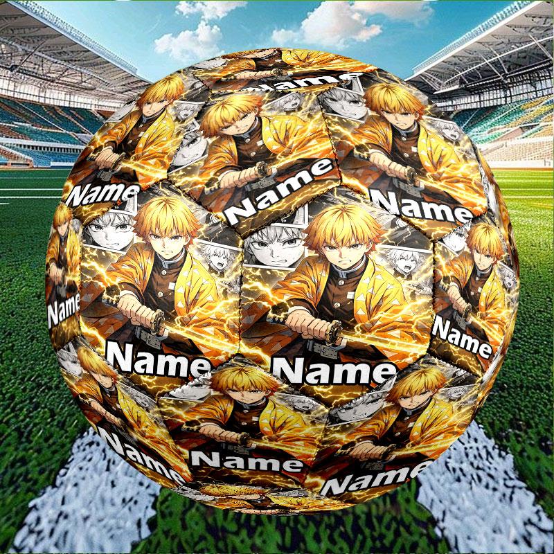 Custom Name Personalized Demon Slayer Print Size 5 Soccer Ball Training & Match Football, for Team, Kicking, Gift for Football Enthusiasts