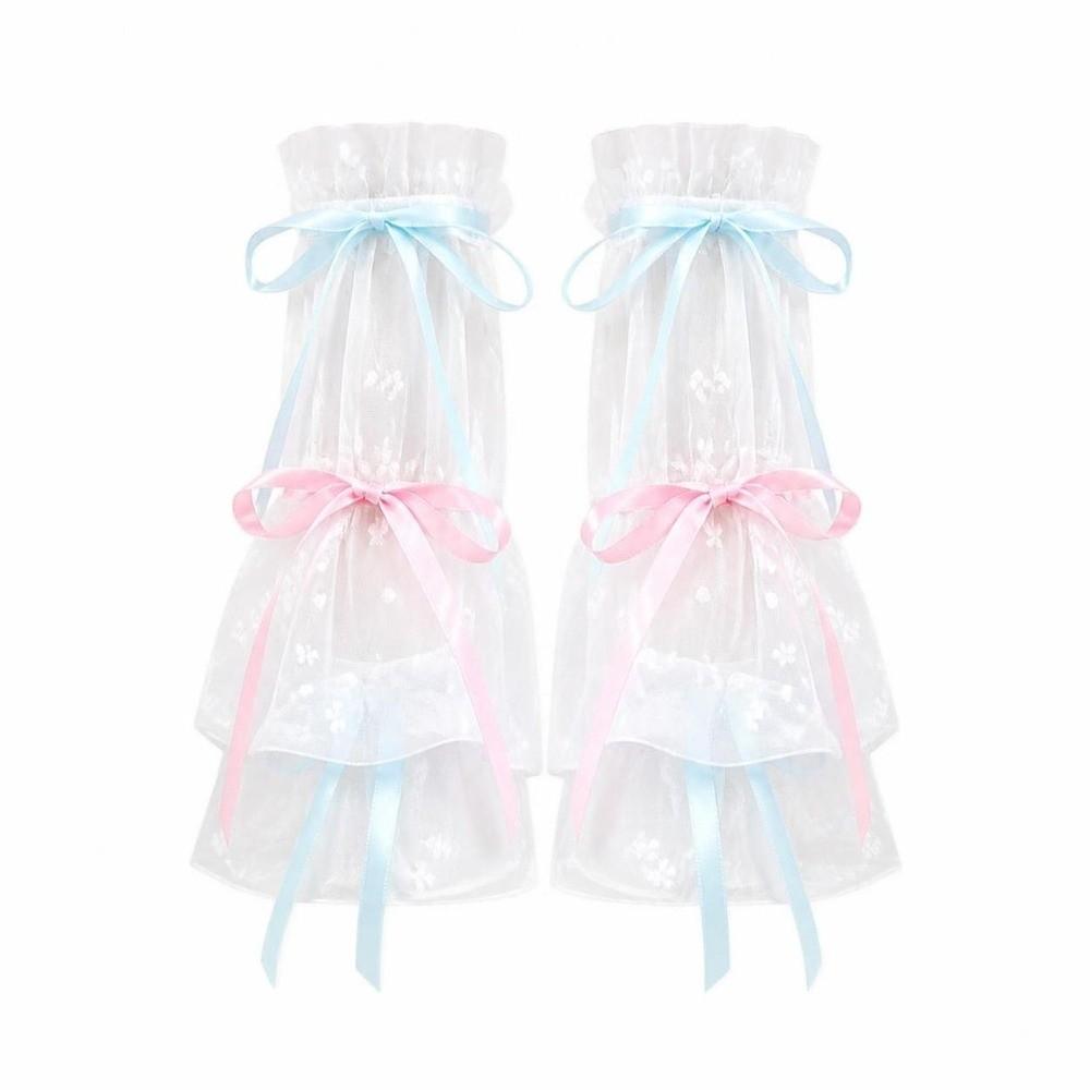 Ruffled Trim Calf Covers Mesh Fabric Knee High Socks Elegant Lace Leg Sleeves  Cosplay