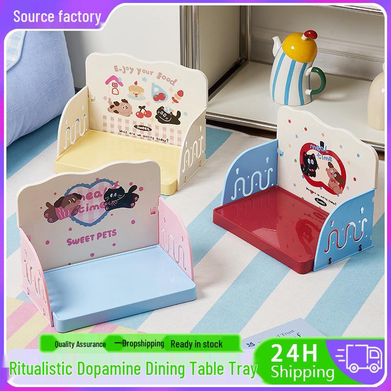 Anti-Tip Pet Dining Table with Logo Printing - Cat & Dog Bowl Stand with Storage Rack