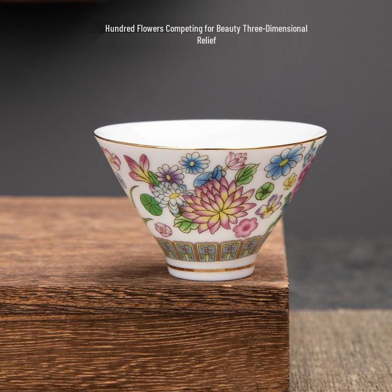 Exquisite Jingdezhen Enamel Teacup Gift Set - Six Kung Fu Tea Cups