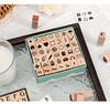 42-Piece Beech Wood Stamp Set: Numbers, Letters, Shapes & Emoticons.