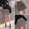 Tweed mini and check Korean mini solid stylish brushed gray Korean style size skirt, skirt, A-line, trapezoid, pencil, pattern, fashion, high-waisted,