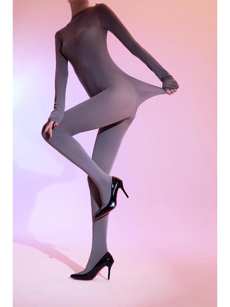Detachable Bodysuit Pantyhose: Open Crotch, Full Coverage, Velvet, White or Black Silk Options