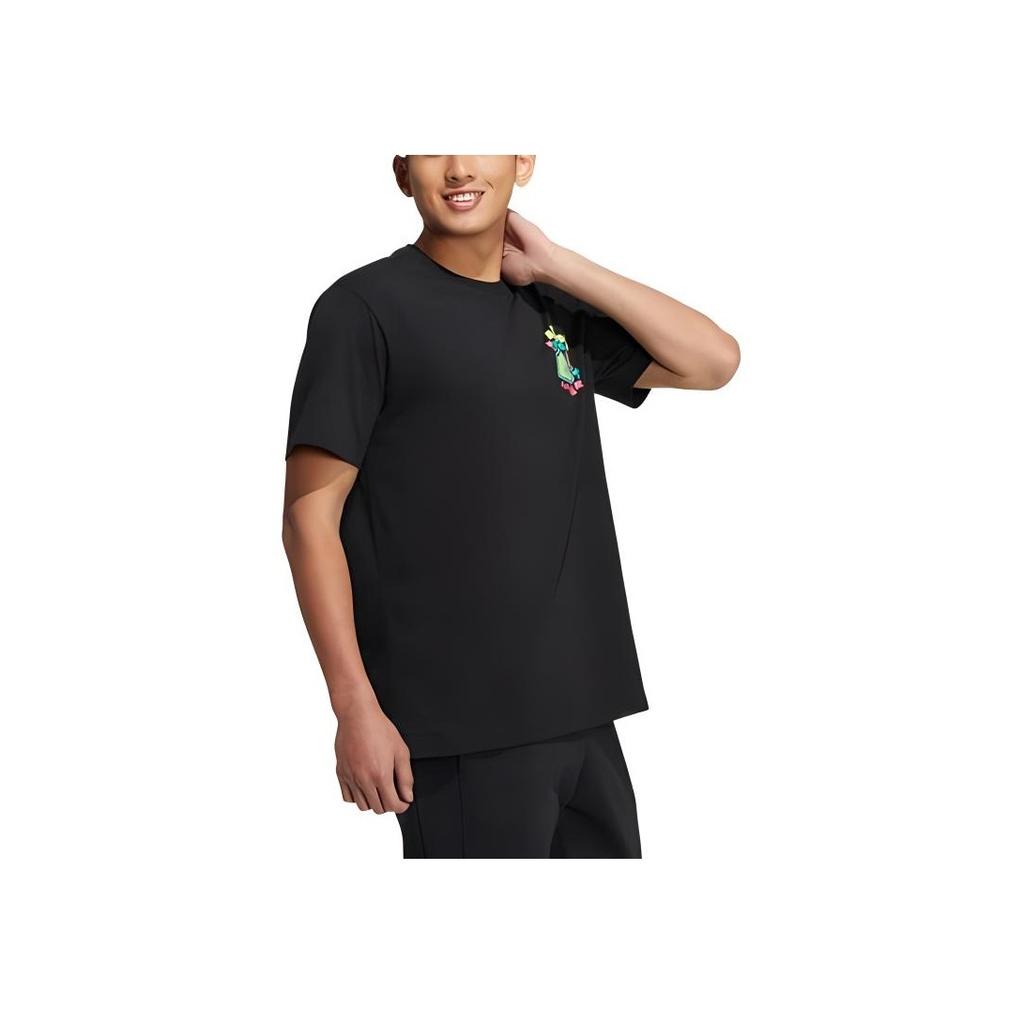 Adidas Neo Cartoon Letter Print Casual Round Neck T-Shirt Unisex Tops Black HS8852