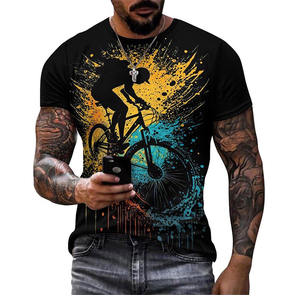 Vintage Bike Graphic T Shirt for Men Clothing 3D Printed Bicycle T-Shirt Gym Sport Tops Tee Streetwear Men Clothes Short Sleeve