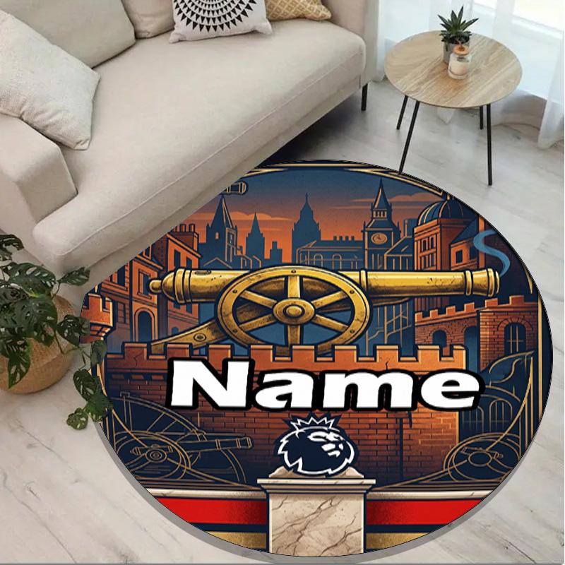 Benutzerdefinierter Name Personalisierter Arsenal F.C Druck Runder Teppich, Vielseitiger Heimdekorations-Teppich, für Spielzimmer, Wohnung, Balkon, Eingangsbereich, Flur Geschenk