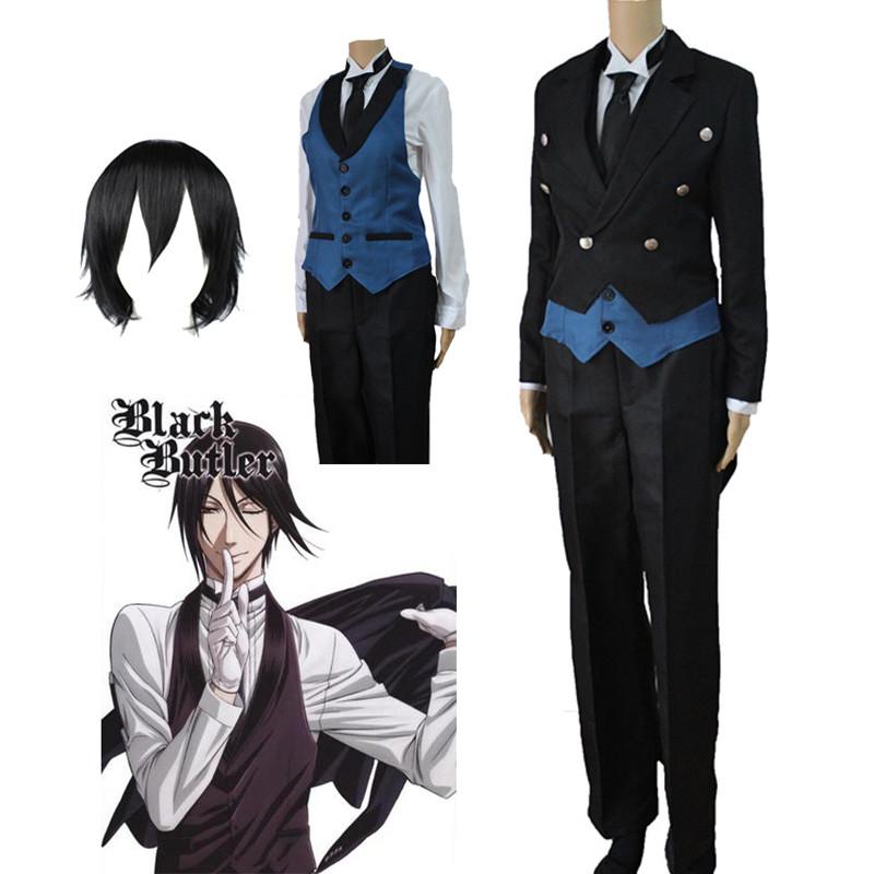 Kuroshitsuji Blackbutler Sebastian Michaelis Uniform Cosplay Costume Suit Outfit