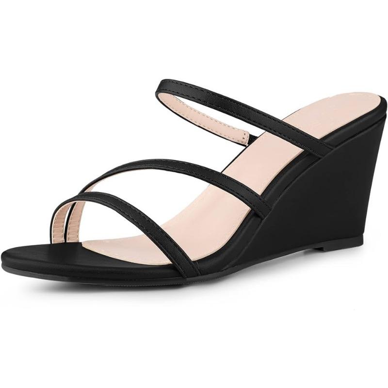 

Spring new women s shoes wedge heel thin strap cool slippers women 35 чёрный