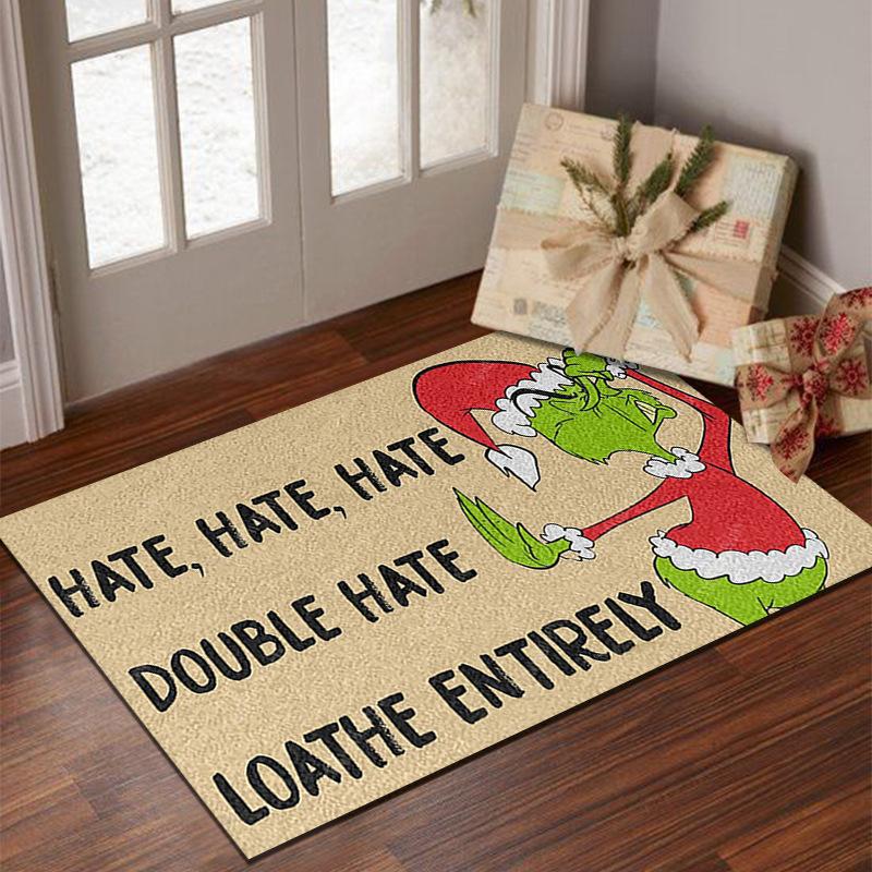 Grinch Christmas Entry Door Mat Christmas Eve Decorative Floor Mat Foot Mat Carpet