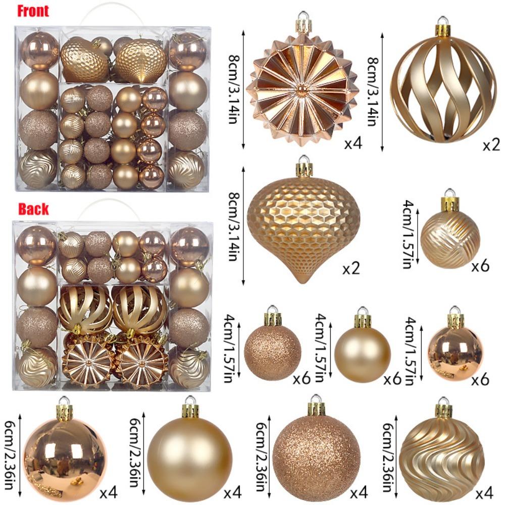 48PCS High-quality Plastic Christmas Ball Set 4/6/8cm Suspensable Christmas Tree Balls Solid Color Xmas Ornament Ball Party