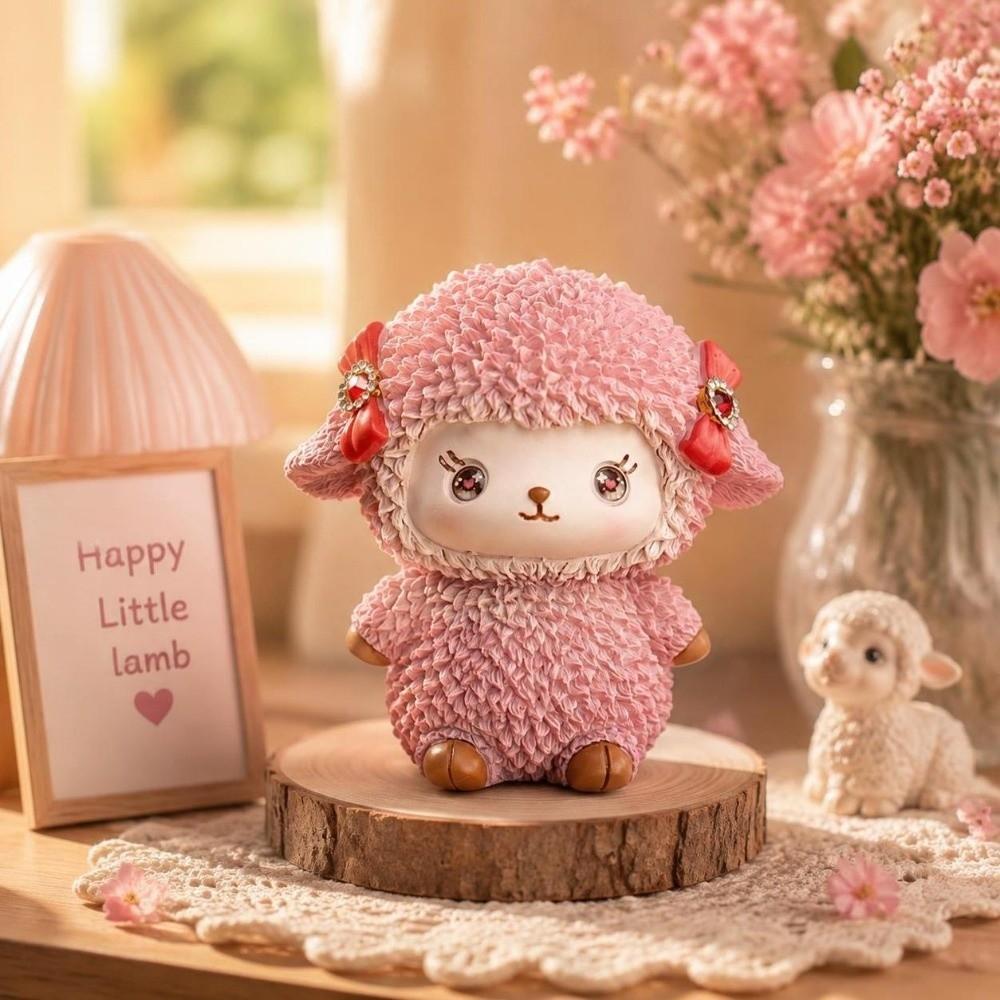 Cute 2027 Lamb Statue Resin Craft Desk Decor Cartoon Sheep Year Figurine Desktop