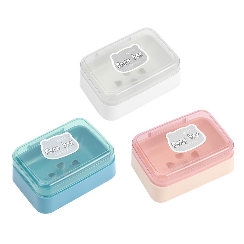 Compact Portable Soap Dish with Draining Flip Lid for Dorm and Home Bathrooms