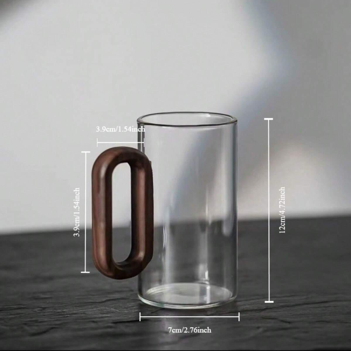 

Стеклянная Деревянная Однослойная Кружка для Чая из Высокоборосиликатного Стекла Большой Вместимости для Питьевой Воды Кофейная Чашка 350ML прозрачный