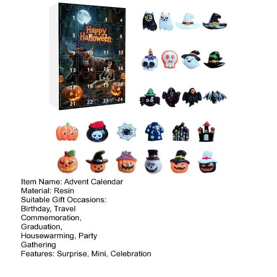 Halloweenský adventní kalendář 2025 24denní odpočítávací kalendář s 24 ks mini panenek Sběratelské figurky pro chlapce dívky teenagery dospělé
