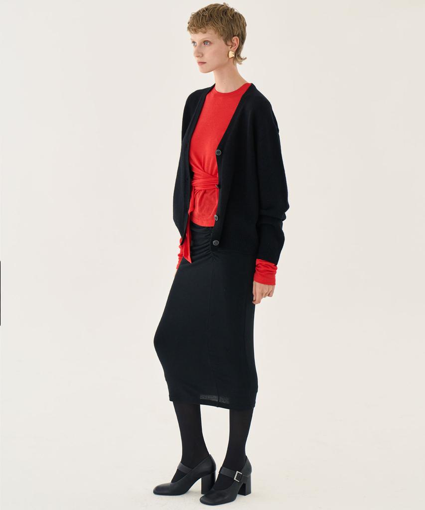 Grida J Wool Shirred Jersey Pencil Skirt _ Black