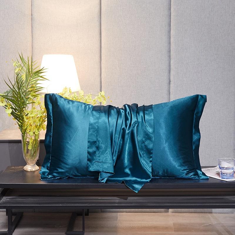 Solid Color Double-sided Silk Pillowcase Mulberry Silk Ice Silk Beauty Pillowcase Single Silk Wide-edge Pillowcase