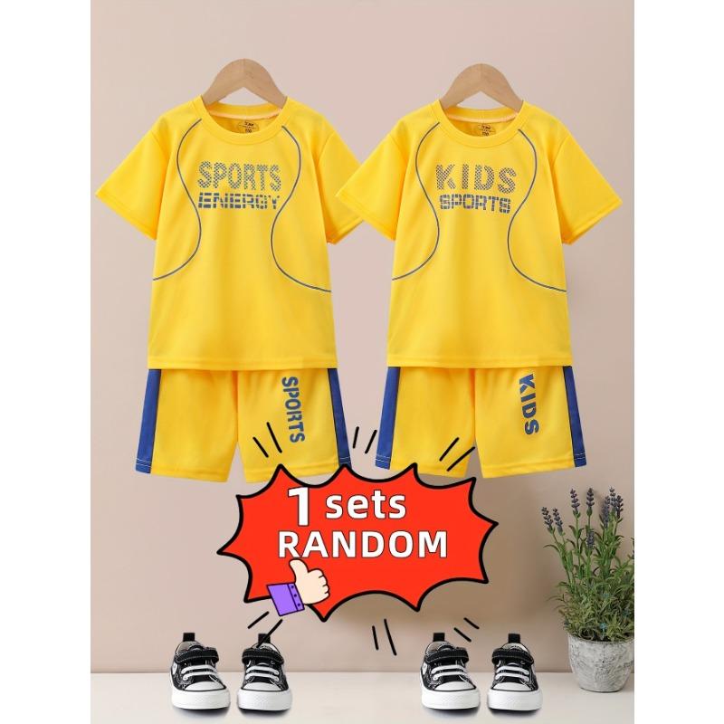 Two-piece Children's Quick-drying Sports Suit Short-sleeved Shorts KIDS SPORTS Letter Printed T-shirt Lightweight