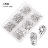 6Grids Kit Nail Decoration Mix Size Nail Diamond Flatback Rhinestone Glue Strass Diy Bling Stickers Skin Non Hotfix Crystals