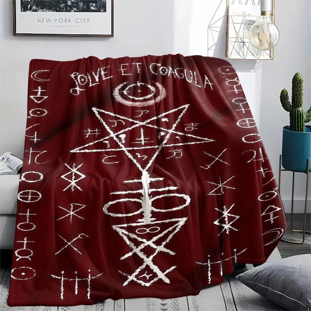 1 Stück Flannelldecke mit Satansymbol-Aufdruck, Hohe Qualität für alle Jahreszeiten, Heimdekoration, Wärme und Komfort, Perfekt für Weihnachtsgeschenke