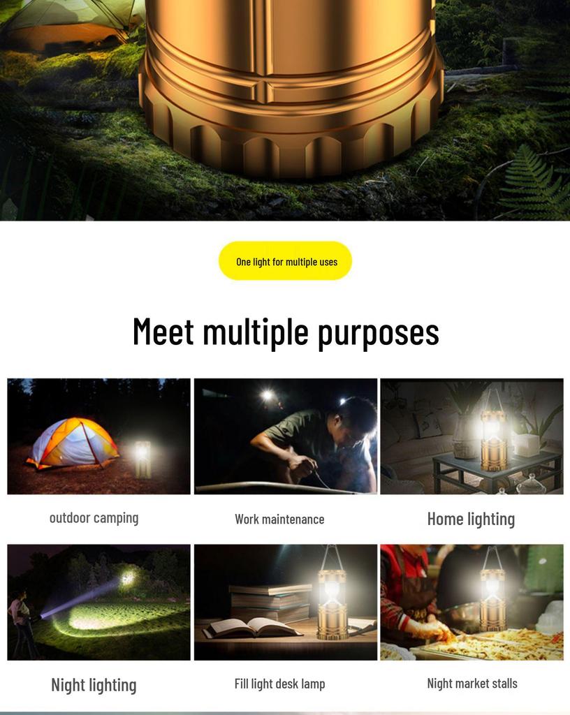 God Fish Solar Rechargeable Camping Lantern - Multifunctional, Super Bright Kerosene Lamp for Indoor/Outdoor Use