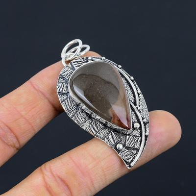 Natural Polychrome Jasper Gemstone Jewelry 925 Sterling Silver Pendant For Girls