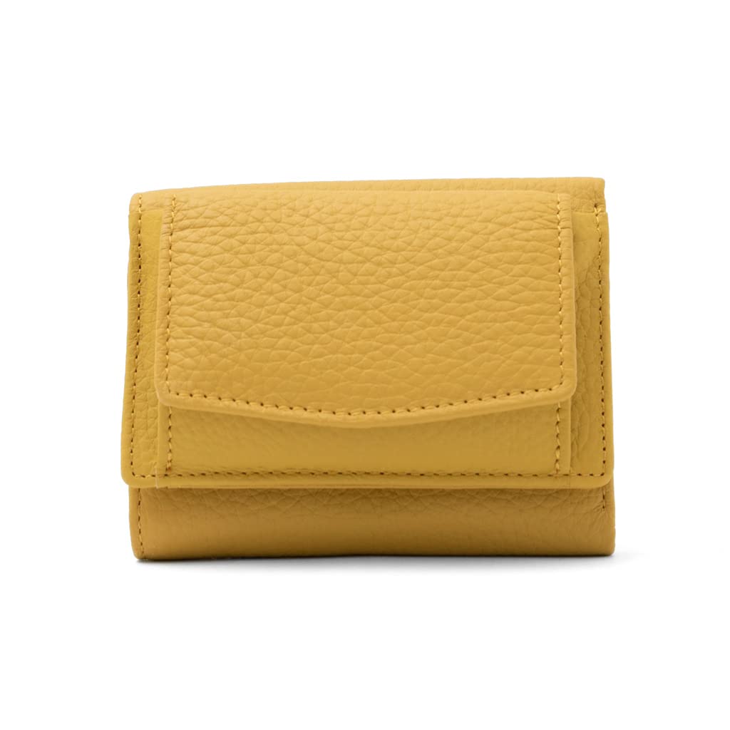 VITAFELICE Genuine Leather Square Mini Wallet for Anti-Skimming Women, Nsw-30065n (Yellow)