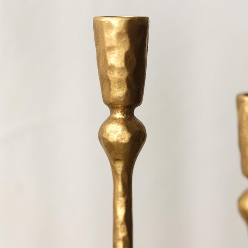 Hammered Taper Candle Holder Set of 3 Vintage Gold Black Metal Candlestick Holders for Table Centerpiece Wedding Decor Gift