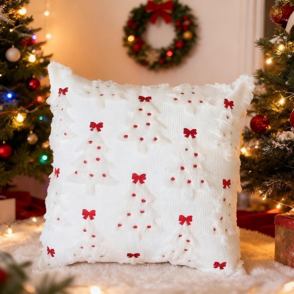 Decorative Xmas Tree Pillowcase Soft Xmas Pillowcase New Plush Cushion Cover  Festive Atmosphere