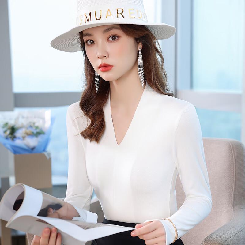 Women's Elegant V-Neck Long Sleeve Knit Base Top