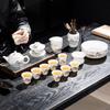 Intangible Cultural Heritage Ceramic Tea Set 16 Head Suet Jade Porcelain Large Set Ink Landscape Kung Fu Teacup Teapot Cover Bowl