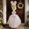 1 Set Porch Goose Bunny Outfit Easter Bunny Goose Costume Rabbit Ear Hat Bow Tie Dress Clothes for 23 Inch High Cement or Goose Lawn Yard Decor
