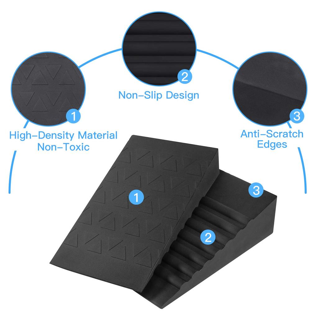 The squat mat and calf stretch board improve joint flexibility and non-slip height-adjustable strength.
