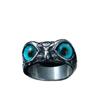 Women's Retro Stainless Steel Hip Hop Owl Ring with Blue Eyes